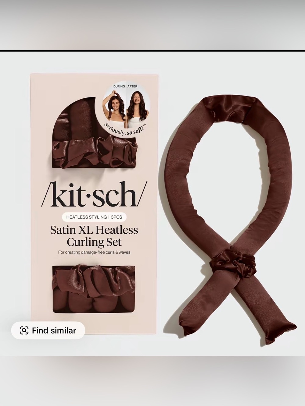 Kitsch Satin XL Heatless Curling Set - Chocolate Brown